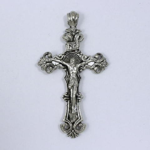 60mm Antique Silver Ornate Crucifix-General Bead