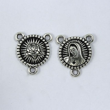 16mm Silver Virgin of Guadalupe Rosary Center #CRB048-General Bead