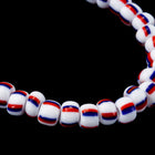 8/0 Stripe Red and Blue on White Czech Seed Bead (1/2 Kilo) #BL507