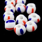 3/0 Opaque Red/White/Blue Stripe Czech Seed Bead (1/4 Kilo) Preciosa #03930