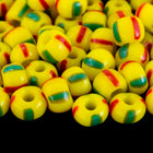 6/0 Opaque Yellow/Green/Red Stripe Seed Bead (20 Gm, 1/2 Kilo) #CSB049-General Bead