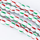 6/0 Opaque White/Green/Red Stripe Seed Bead (20 Gm, 1/2 Kilo) #CSB050-General Bead