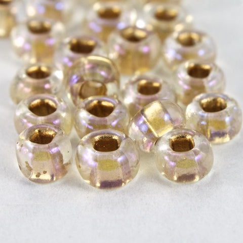 8/0 Gold Lined Crystal AB Czech Seed Bead (40 Gm, 1/2 Kilo) #CSD070-General Bead