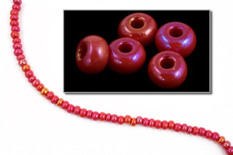 11/0 Opaque Cherry Red AB Czech Seed Bead (1/2 Kilo) #BL490