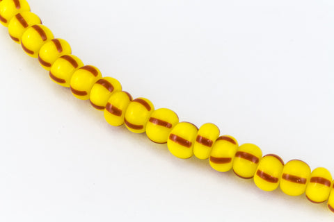 8/0 Yellow/Light Brown Stripe Czech Seed Bead (20 Gm, 1/2 Kilo) #CSD139