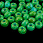 8/0 Opaque Green Picasso Czech Seed Bead (1/2 Kilo) #BL1308