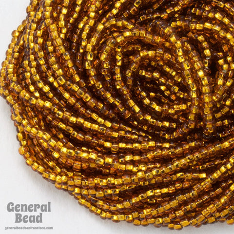 10/0 Silver Lined Dark Amber Czech Seed Bead (10 Gm, Hank, 1/2 Kilo) #CSC016-General Bead
