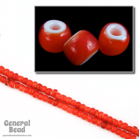 8/0 White Heart Red Czech Seed Bead (20 Gm, 1/2 Kilo) #CSD056-General Bead