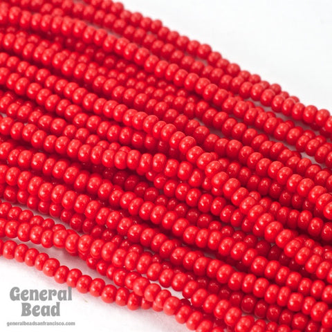 11/0 Opaque Red Czech Seed Bead (10 gm, Hank, 1/2 Kilo) #CSG015-General Bead
