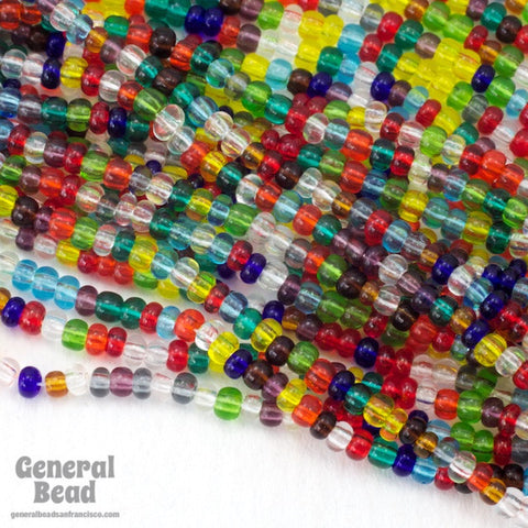 11/0 Transparent Multi Mix Czech Seed Bead (10 Gm, Hank, 1/2 Kilo) #CSG020-General Bead
