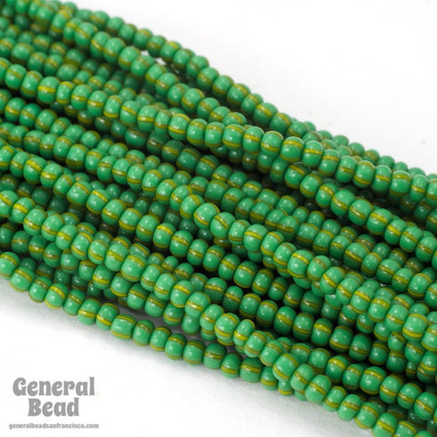 11/0 Opaque Grasshopper Stripe Czech Seed Bead (10 Gm, Hank, 1/2 Kilo) #CSG062-General Bead