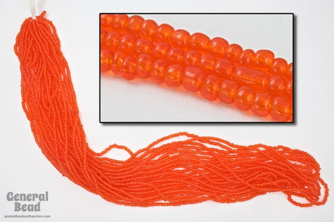 11/0 Transparent Orange Czech Seed Bead (10 Gm, Hank, 1/2 Kilo) #CSG088-General Bead