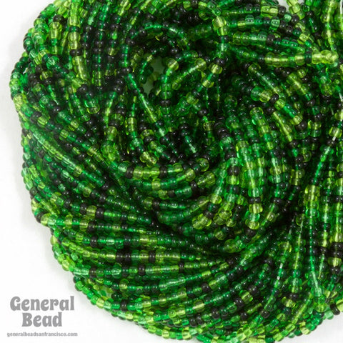 11/0 Green Tortoiseshell Czech Seed Bead (10 Gm, Hank, 1/2 Kilo) #CSG118-General Bead