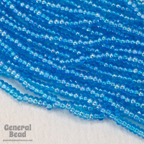 11/0 Transparent Sky Blue AB Czech Seed Bead (10 Gm, Hank, 1/2 Kilo) #CSG169-General Bead