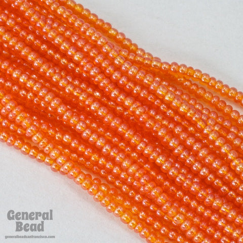 11/0 Luster Transparent Tangerine Czech Seed Bead (10 Gm, Hank, 1/2 Kilo) #CSG180-General Bead