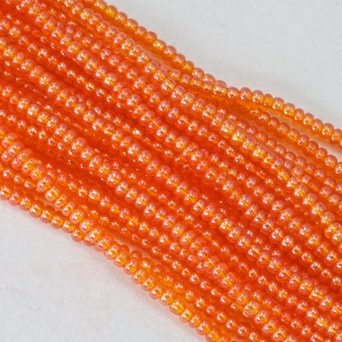 8/0 Luster Transparent Tangerine Czech Seed Bead (1/2 Kilo) #BL491