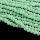 7/0 Opaque White/Green Double Stripe Czech Seed Bead (1/2 Kilo) Preciosa #03851