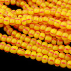3/0 Opaque Yellow/Red Stripe Czech Seed Bead (10 Gm, 1/4 Kilo) #CSQ007