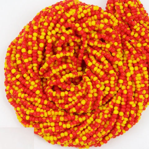 6/0 Opaque Red/Yellow Czech Seed Bead (1/2 Kilo) #BL528