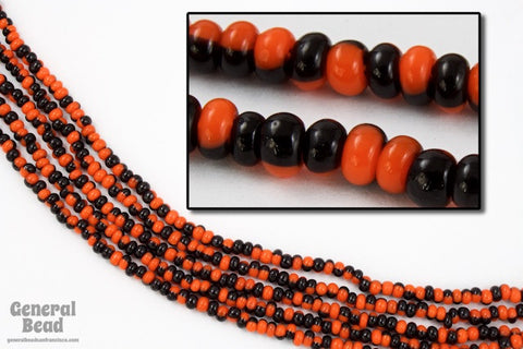 11/0 Opaque Orange/Black Czech Seed Bead (10 Gm, Hank, 1/2 Kilo) #CSG295-General Bead