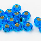 11/0 Silver Lined Aqua Czech Seed Bead (10 Gm, Hank, 1/2 Kilo) #CSG336-General Bead