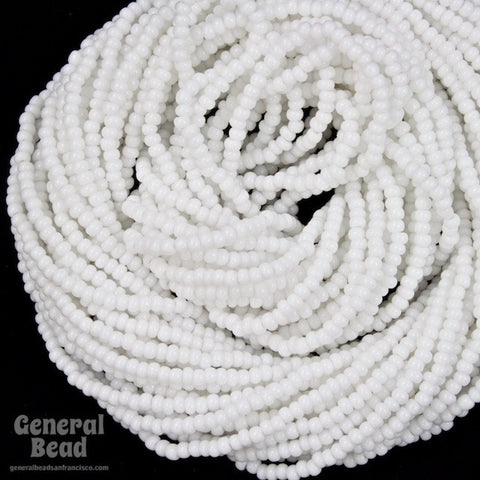 12/0 Opaque White Czech Seed Bead (10 Gm, Hank, 1/2 Kilo) #CSH001-General Bead