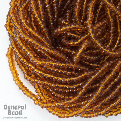 12/0 Transparent Dark Goldenrod Czech Seed Bead (10 Gm, Hank, 1/2 Kilo) #CSH007-General Bead