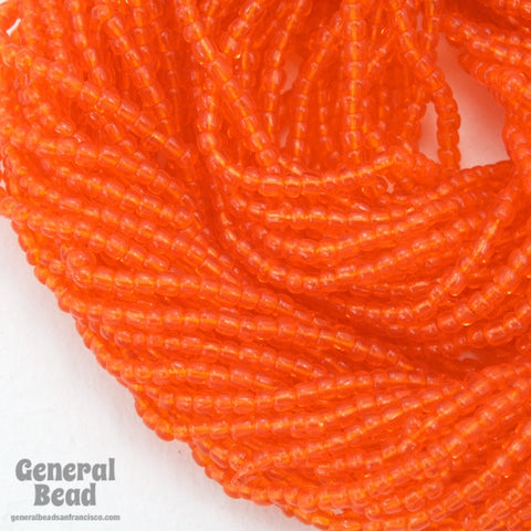 12/0 Transparent Orange Czech Seed Bead (10 Gm, Hank, 1/2 Kilo) #CSH054-General Bead