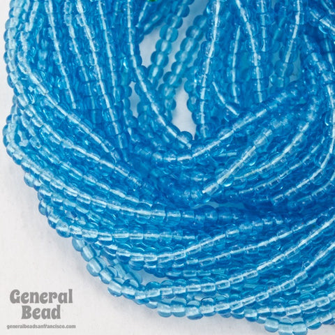12/0 Transparent Aqua Czech Seed Bead (10 Gm, Hank, 1/2 Kilo) #CSH063-General Bead