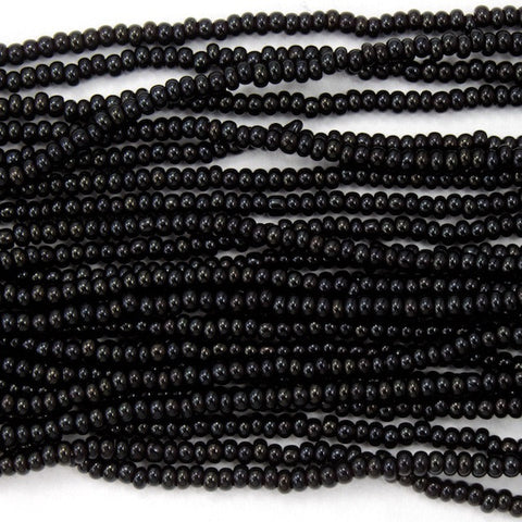14/0 Opaque Jet Black Czech Seed Bead-General Bead
