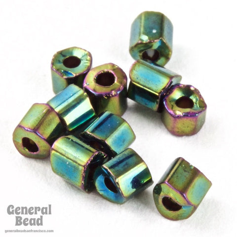 10/0 Metallic Green Iris 2 Cut Czech Seed Bead (40 Gm) #CSM014-General Bead