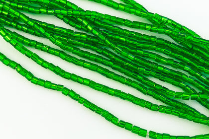 11/0 Silver Lined Christmas Green 2 Cut Czech Seed Bead (10 Gm, Hank, 1/2 Kilo) #CSN019-General Bead