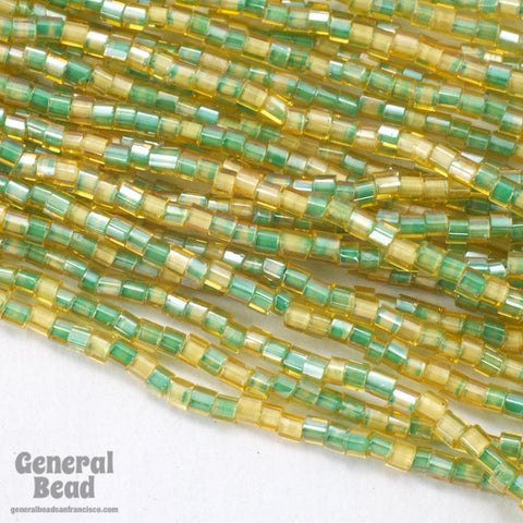 11/0 Mint/Amber Lined Crystal 2 Cut Czech Seed Bead (10 Gm, Hank, 1/2 Kilo) #CSN099-General Bead