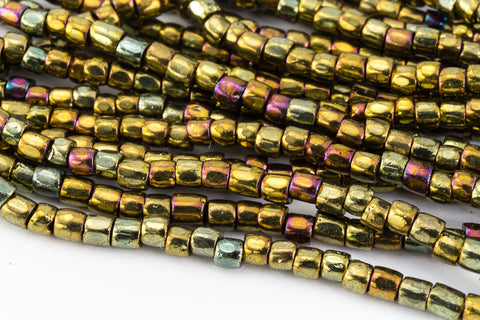 9/0 Metallic Gold Iris 3-Cut Czech Seed Bead (5 Gm, Hank, 10 Hanks) #CSP034-General Bead