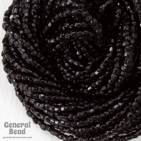 12/0 Opaque Black 3-Cut Czech Seed Bead (5 Gm, Hank, 10 Hanks) #CSR049-General Bead