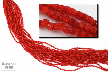 12/0 Satin Red 3-Cut Czech Seed Bead (5 Gm, Hank, 10 Hanks) #CSR110-General Bead