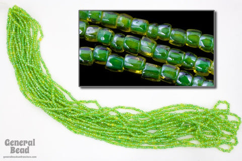 12/0 Green Lined Yellow 3-Cut Czech Seed Bead (5 Gm, Hank, 10 Hanks) #CSR121-General Bead