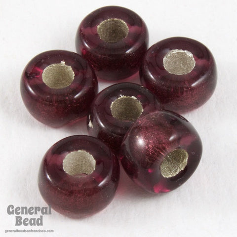 9mm Silver Lined Amethyst Glass Crow Bead (10 Pcs) #CSX053-General Bead