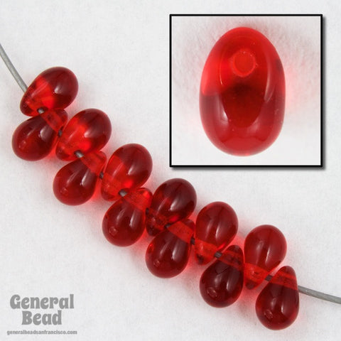 4mm x 6mm Transparent Ruby Teardrop-General Bead