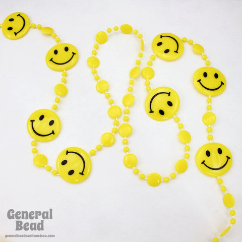 20 Smiley Face Beads Yellow Happy FaceJewelry Supplies Emoji