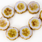 14mm Opaque Lavender Picasso Hawaiian Flower Bead (10 Pcs) #CZL503-General Bead