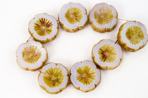 14mm Opaque Lavender Picasso Hawaiian Flower Bead (10 Pcs) #CZL503-General Bead