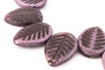 12mm x 16mm Transparent and Opaque Purple Leaf Bead (15 Pcs) #CZL102-General Bead