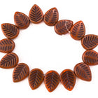 12mm x 16mm Opaque Orange/Brown Leaf Bead (15 Pcs) #CZL104-General Bead
