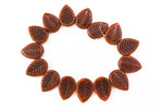 12mm x 16mm Opaque Orange/Brown Leaf Bead (15 Pcs) #CZL104-General Bead