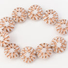 14mm White/Copper Dahlia Bead (10 Pcs) #CZL209-General Bead