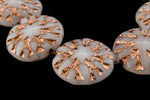14mm White/Copper Dahlia Bead (10 Pcs) #CZL209-General Bead