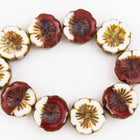 14mm Transparent Fuchsia/White Picasso Hawaiian Flower Bead (10 Pcs) #CZL507-General Bead