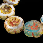 14mm Transparent Capri Blue/White Picasso Hawaiian Flower Bead (10 Pcs) #CZL508-General Bead