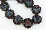 14mm Transparent Violet/Blue Picasso Hawaiian Flower Bead (10 Pcs) #CZL510-General Bead